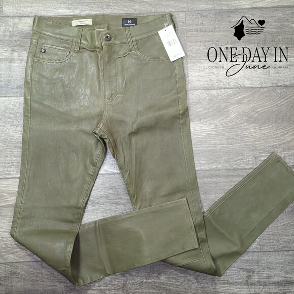 Adriano Goldschmied The Farrah High Rise Faux Leather Skinny Jeans Size 27 (4) - Picture 1 of 6